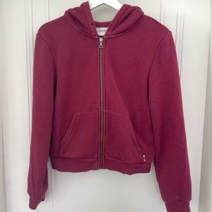Aritzia Sunday Best Maroon Zip Up Sweater
